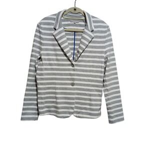 Gap Women's XL Tall‎ Gray Striped Knit Blazer One Button Career Casual